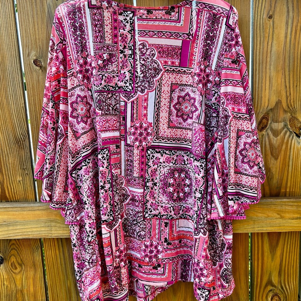 est 1946 Floral Patchwork Kimono Sleeve Top 26/28W - Picture 5 of 8